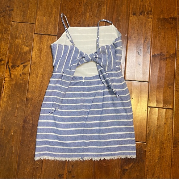 Cotton Candy Blue and White Striped Mini Dress - Picture 3 of 4